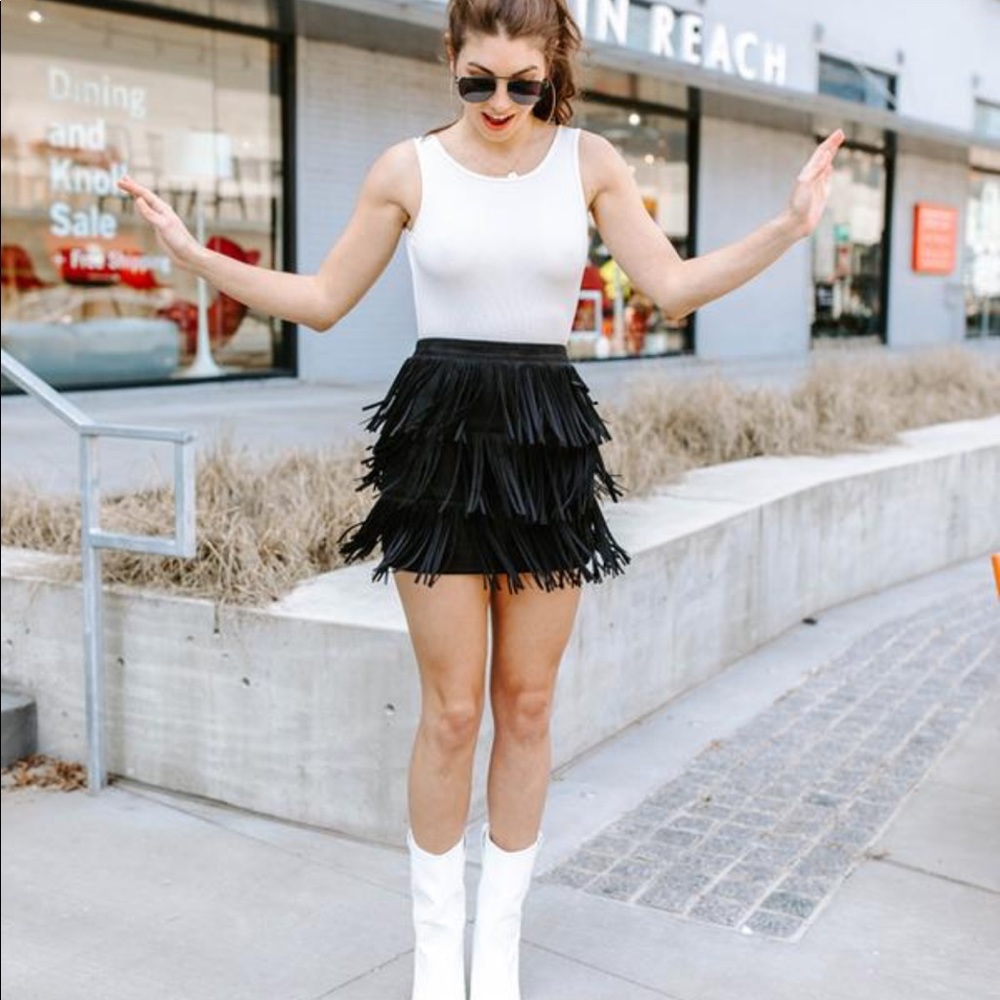 McKenzie Black Fringe Skirt